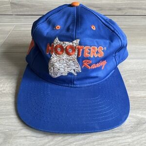 Vintage Hooters Racing Snapback‎ Hat Checkered Flag Nascar 19 Cap 90's Loy Allen
